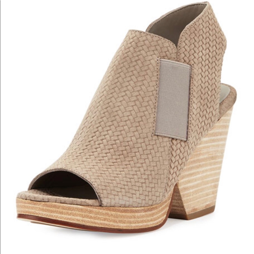 🌻6xHP!🌻 Eileen Fisher Woven Suede Platform Open Toe Booties 7.5